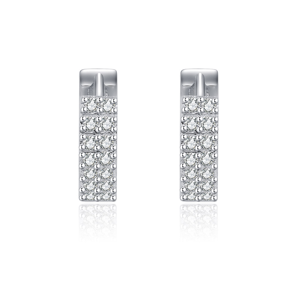 White Zirconia Hinged Hoop Earrings